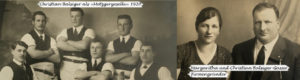 Das Foto zeigt Christian und Margaritha Balsiger, die Firmengründer, sowie Christian Balsiger als Metzgergeselle um 1920.
